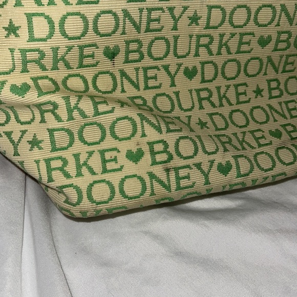 Gentle Used Dooney & Bourke shoulder bag Yellow/Green with brown trimming - Picture 6 of 10